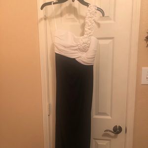 White and black long formal dress